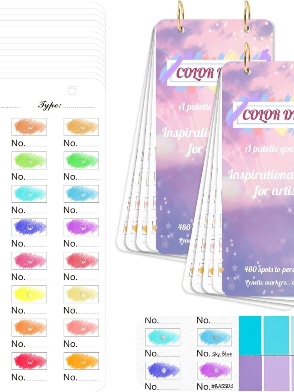 40 Sheets Painters Color Diary for 960 Colors Loose Leaf Color Palette Book Colo